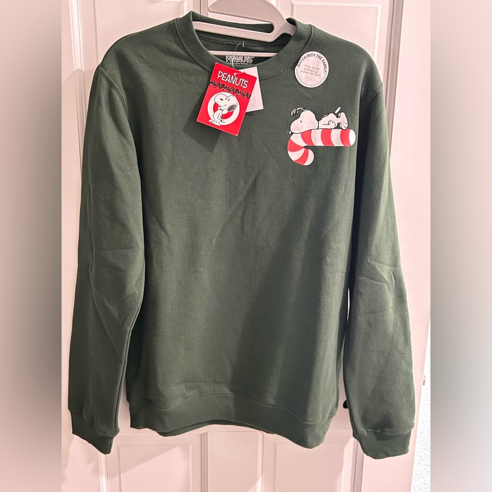 NWT Peanuts Snoopy candy cane crewneck sweater, unisex